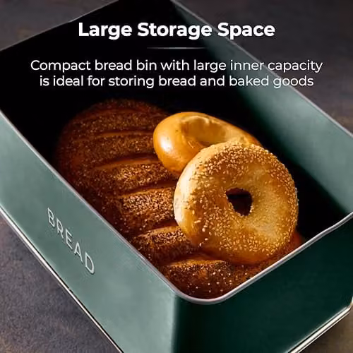 Tower Renaissance Airtight Metal Bread Bin, Green, 16L Capacity – 3
