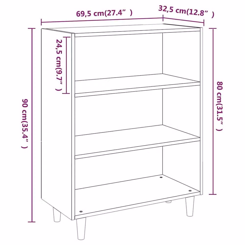 Berkfield Home Smoked Oak Sideboard in Brown, W/D/H: 69.5 x 32.5 x 90 cm – 5