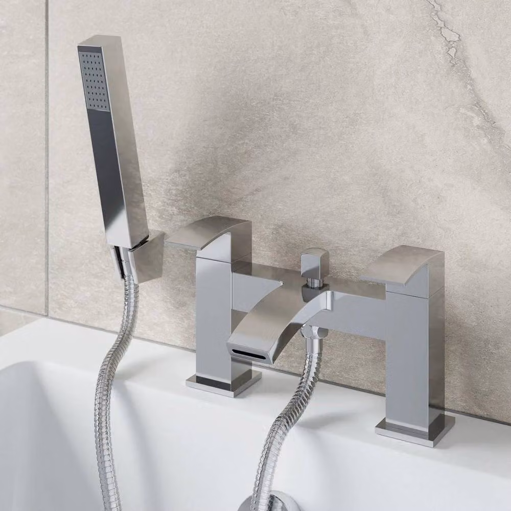 KORVIXA Chrome and Silver Brass Bath Shower Mixer Tap Set Hot and Cold – 2