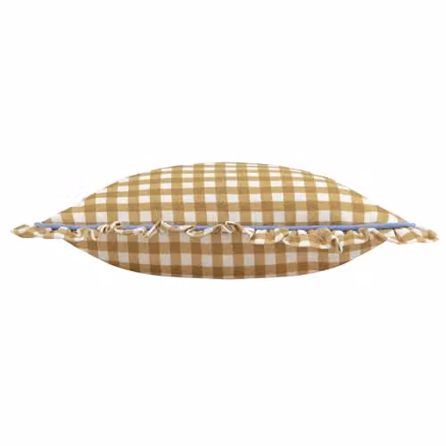 Riva Home Maude Gingham Cotton Cushion, Gold, W/D/H: 45 x 45 x 45 cm – 2