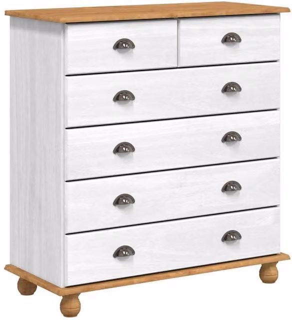 Berkfield Home ASKIM Chest of Drawers in White Solid Wood Pine, W/D/H: 91 x 40 x 95.5 cm – 1
