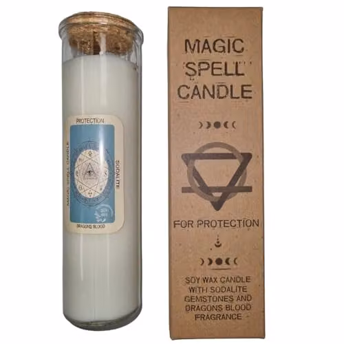 KDMD Magic Spell Protection Candle in White with Crystals – 2