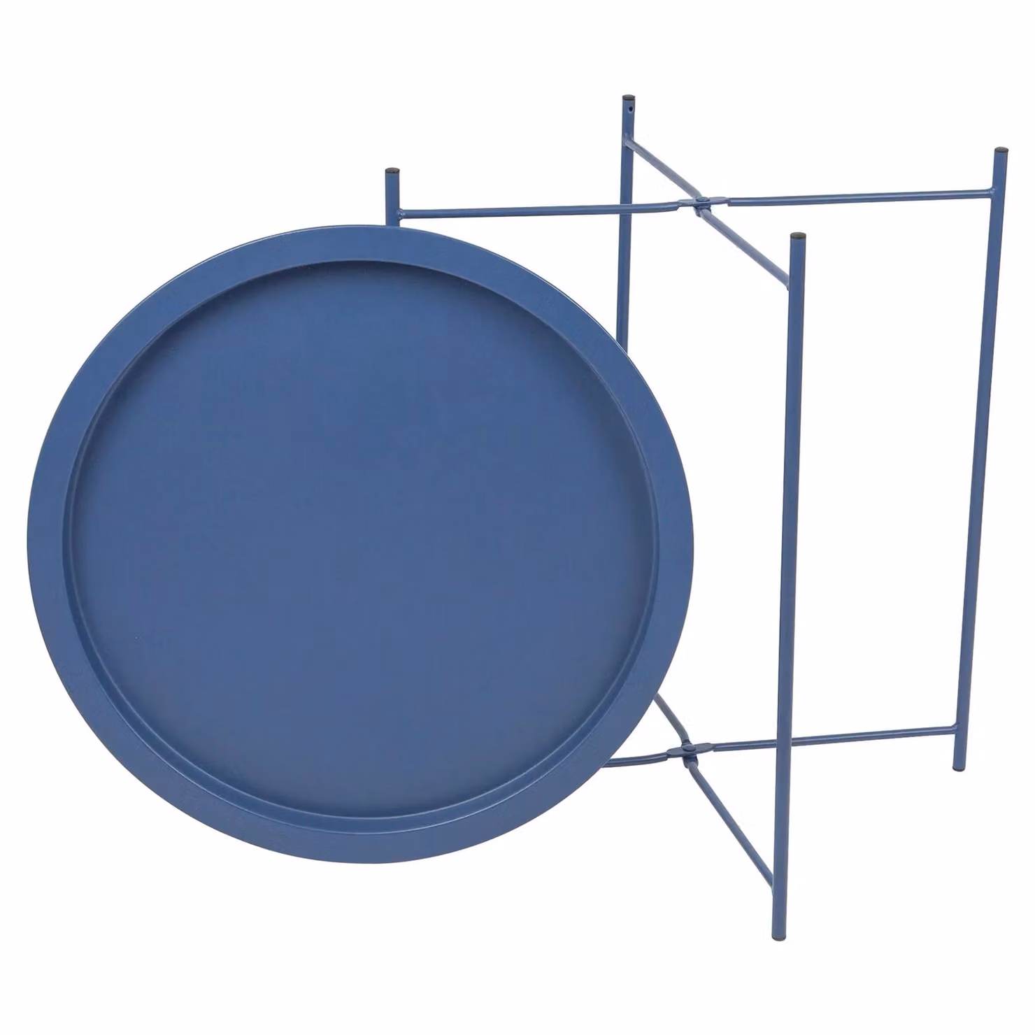 Harbour Housewares Set of 2 Round Matte Blue Metal Folding Tray Tables – 6
