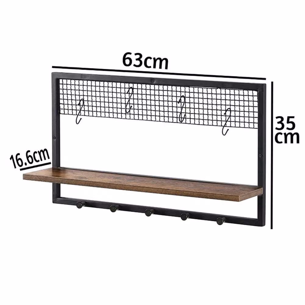 Kelvenix 1 Tier Rectangle Floating Wall Shelf in Black and Brown – 2
