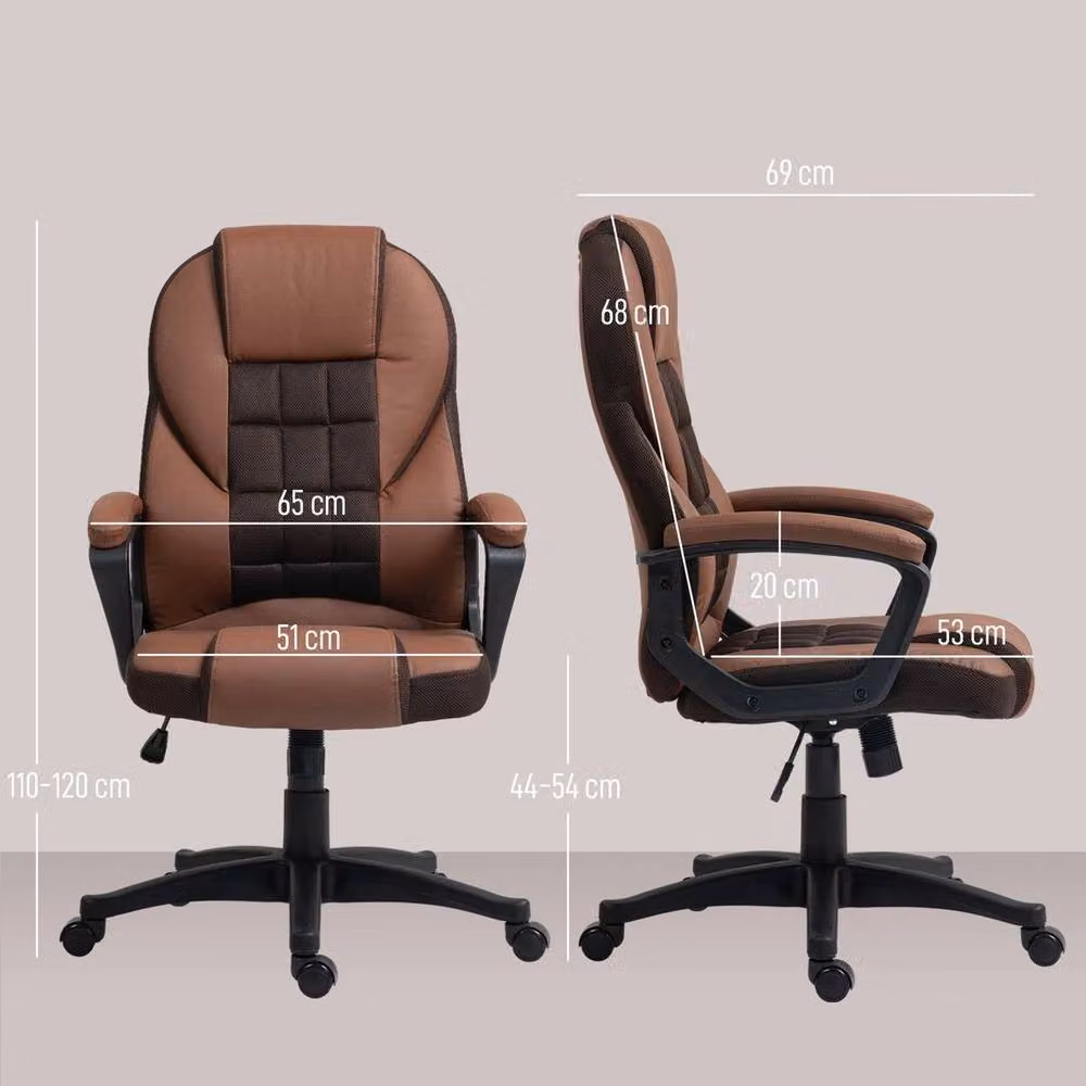 KORVIXA Brown Synthetic Leather High Back Executive Office Chair with Armrests and Castors, Height: 100 cm – 2