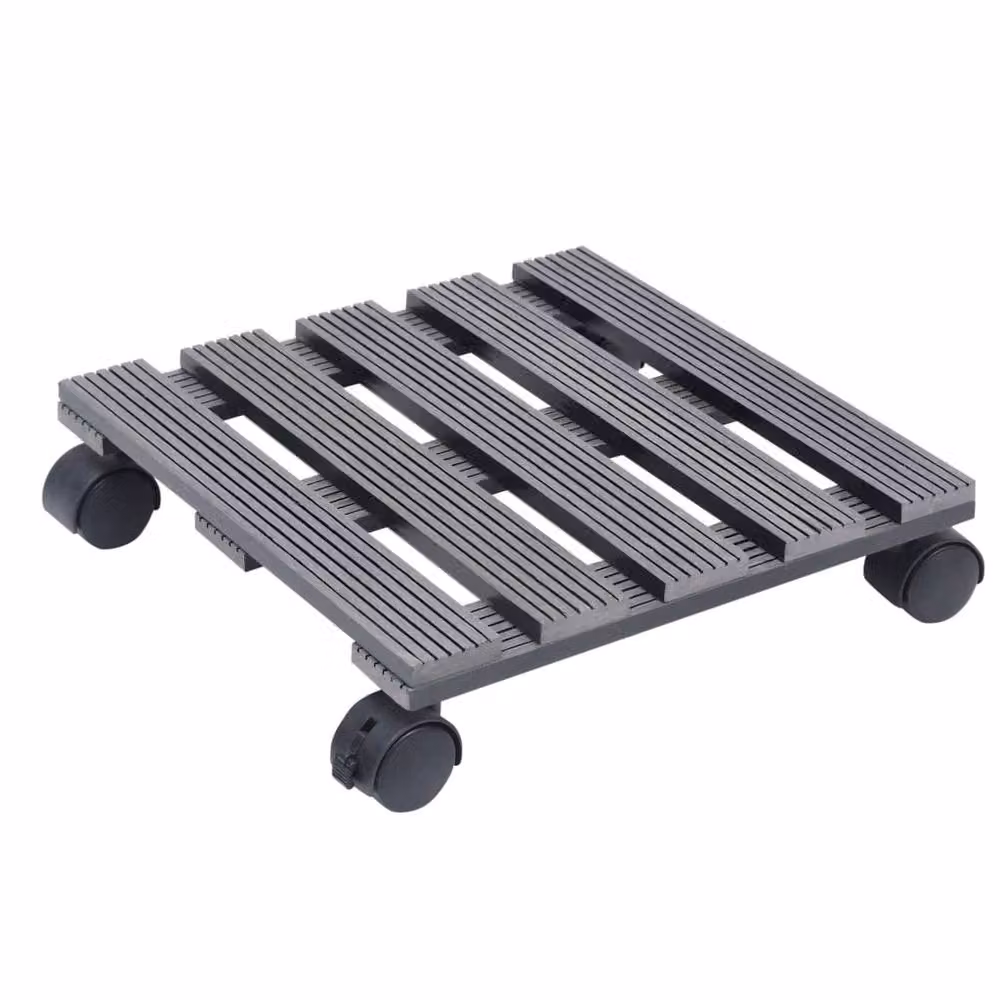 Berkfield Home WPC Plant Trolley Tub, 2 Pack, Grey, W: 30 cm, D: 30 cm, H: 7.5 cm – 2