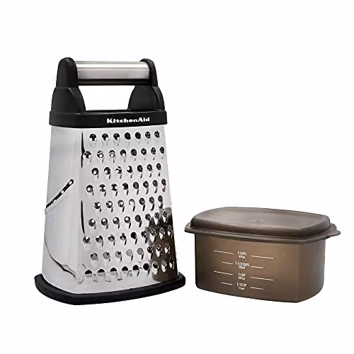 KitchenAid Stainless Steel Box Grater with Container and Lid in Black and Silver – 1