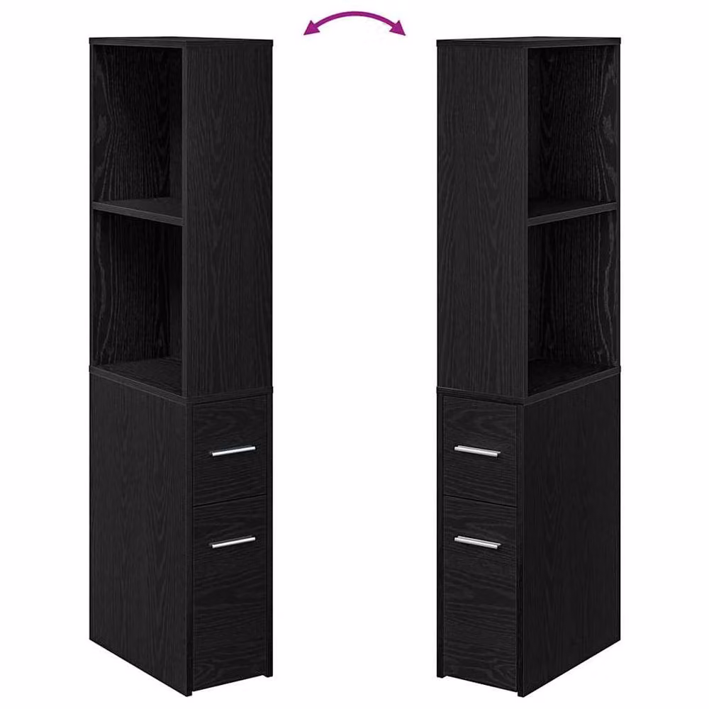 Berkfield Home Narrow Black Oak Bathroom Cupboard, W/D/H: 41 x 41 x 135 cm – 5