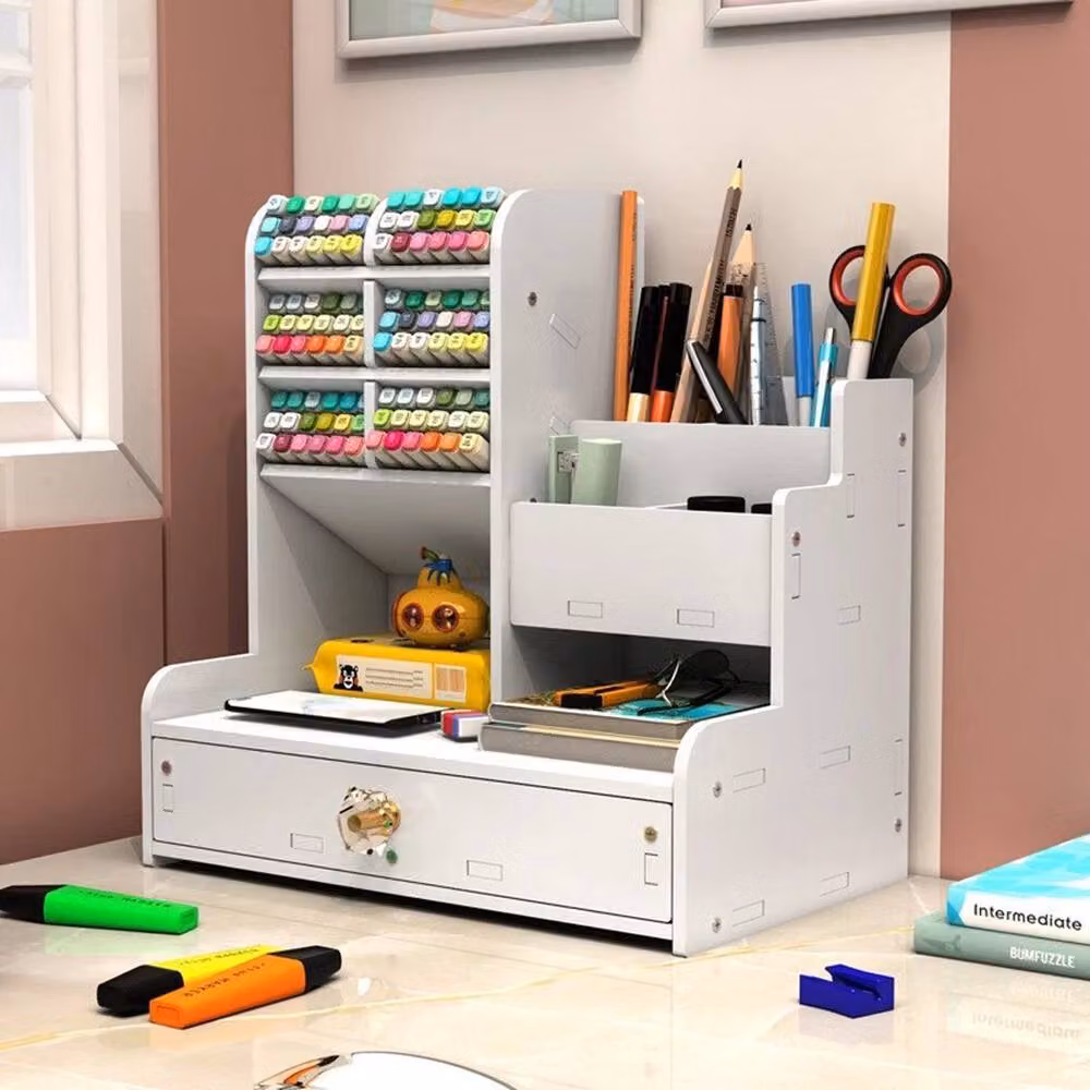 ERGOVEXA Office Pen Pot and Stationery Storage Drawer in White – 3