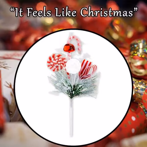 VFM e-Store Red Candy Ribbon Bell Pick Christmas Decoration Ornament, 26cm – 6