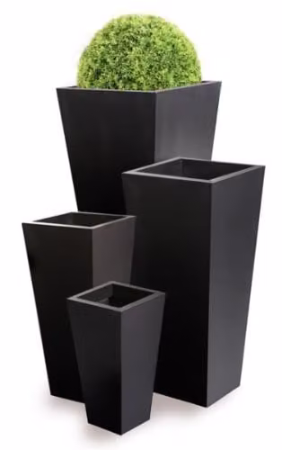 Primrose Black Flared Tapered Outdoor Planter Galvanised Steel Pot H: 70 cm, W: 30 cm – 10