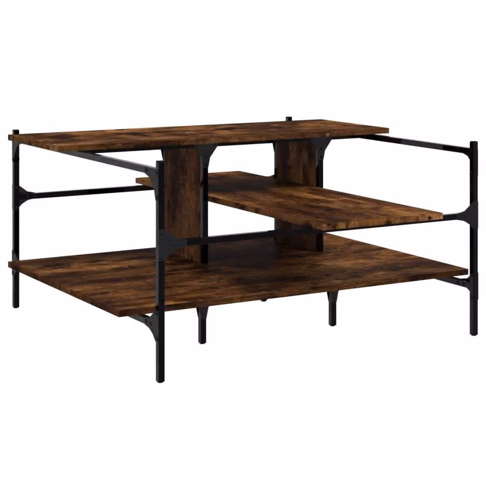 Berkfield Home Decorative Coffee Table in Smoked Oak Brown, W/D/H: 100 x 100 x 48.5 cm – 2