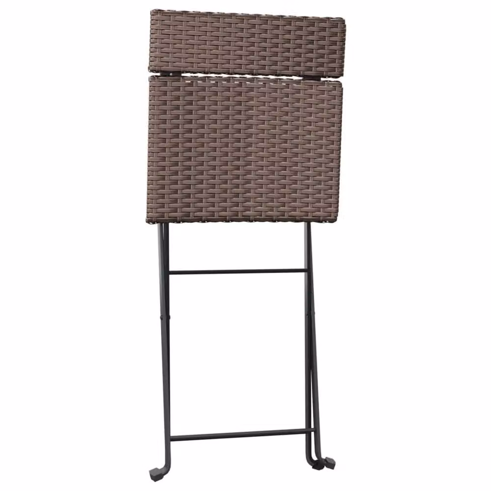 Berkfield Home Set of 4 Folding Bistro Chairs in Brown Poly Rattan and Steel – 2