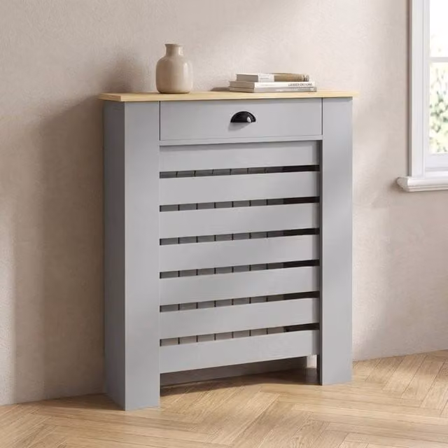 STILVORA Radiator Cover with Drawer in Grey Matt MDF – 1