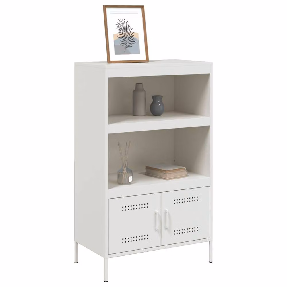 Berkfield Home White Steel Highboard W/D/H: 68 x 39 x 113 cm – 2