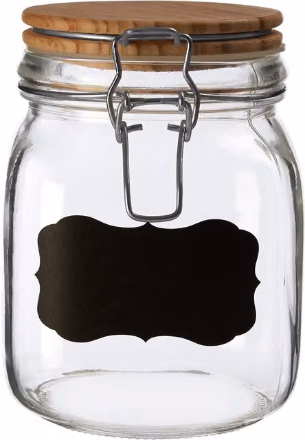 Orsina Airtight Glass Storage Jar with Wood Lid in Transparent, Black or Brown – 6