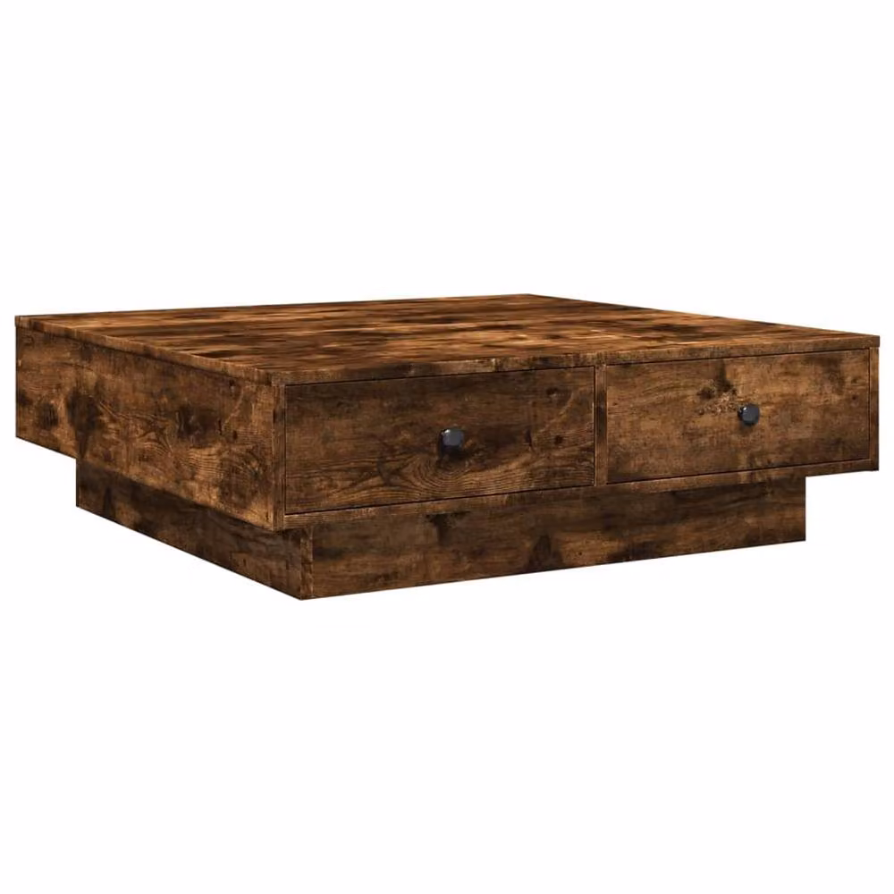 Berkfield Home Durable Square Coffee Table in Smoked Oak Brown, W/D/H: 90 x 90 x 28 cm – 2