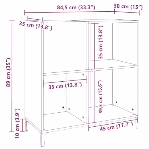 vidaXL Industrial Record Cabinet in Grey, Made of MDF and Metal – 3