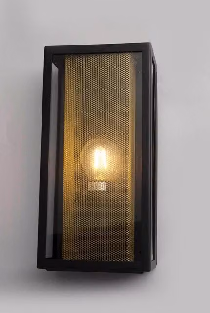 BHS Lighting Marco Industrial Outdoor Wall Light in Black and Gold/Brass – 1