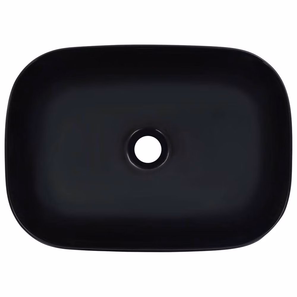 Berkfield Home Charming Rectangular Ceramic Countertop Wash Basin, Black, W: 45.5 cm, D: 32 cm, H: 13 cm – 3