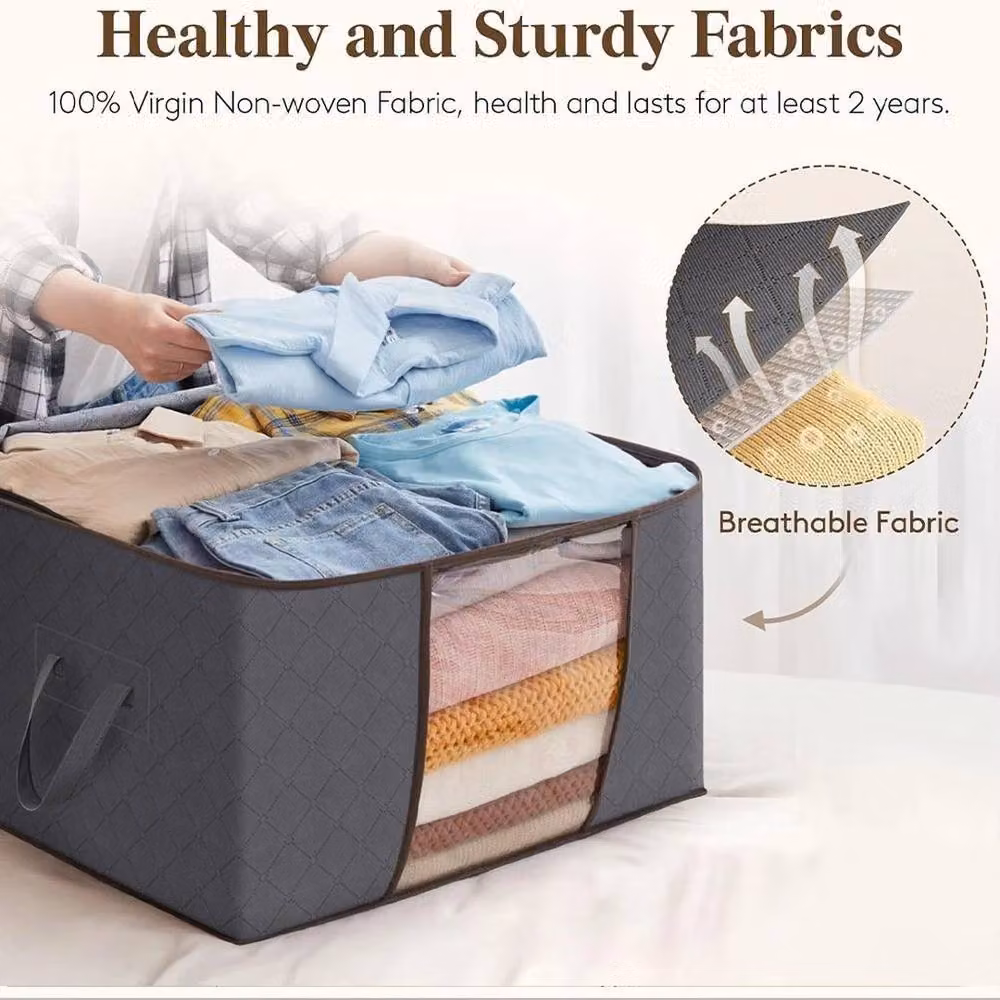 NESTLUNE 12-Piece Zipped Fabric Clothes Storage Bags in Grey – 4