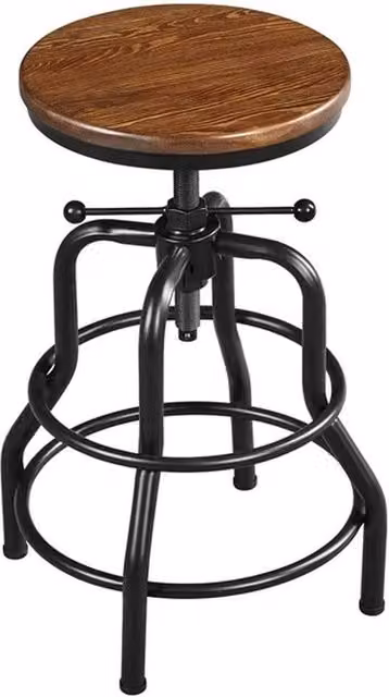 KORVIXA Rustic Brown Wood and Metal Swivel Bar Stool – 1
