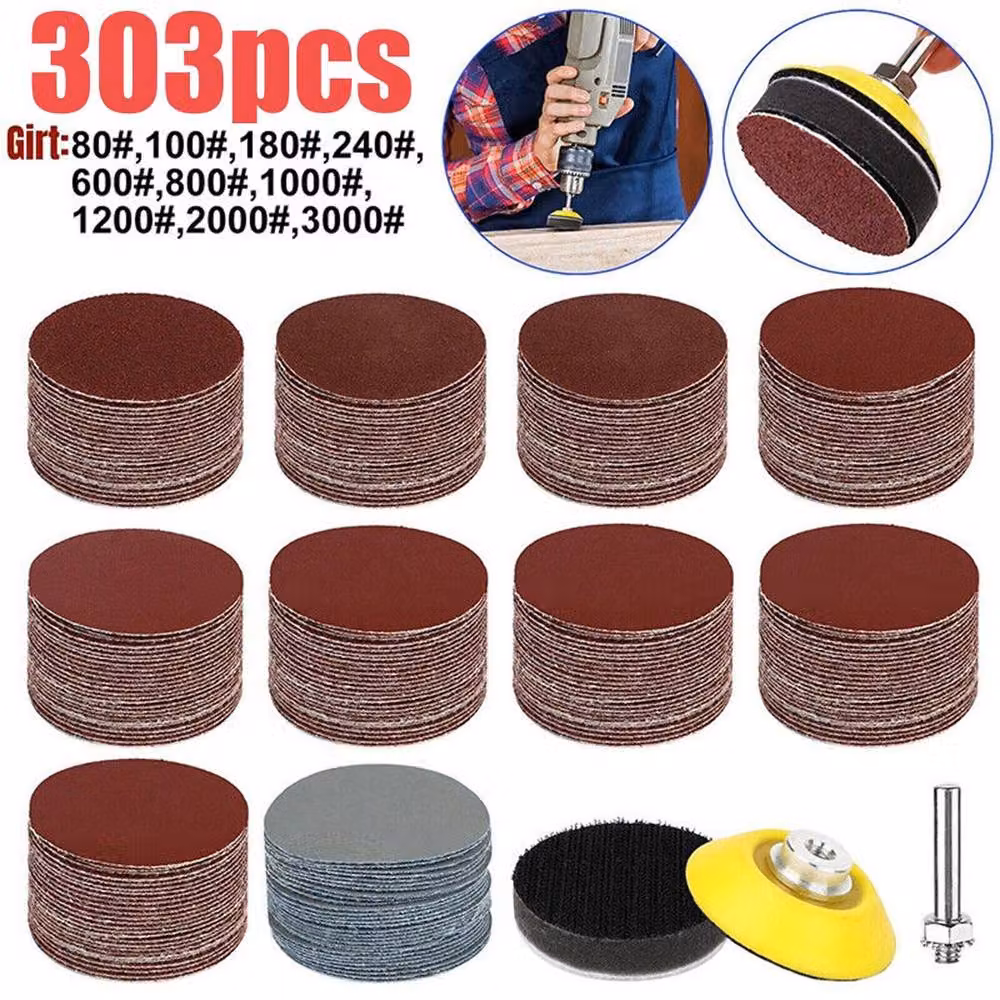 VOGREX 300-Piece Red Sanding Discs Kit for Rotary Tools and Polishers – 3