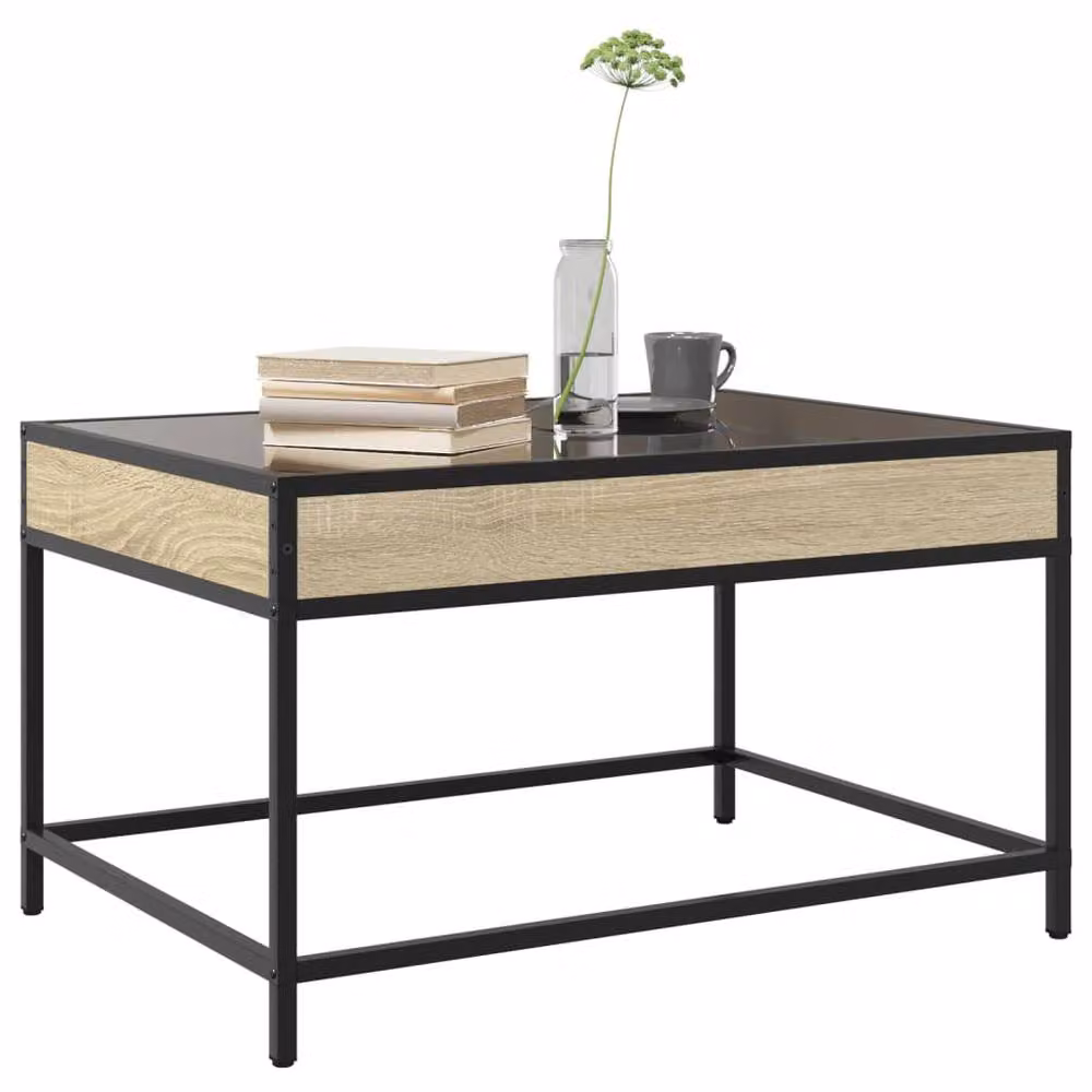 Berkfield Home Infinity LED Decorative Coffee Table in Sonoma Oak and Brown, W: 70 cm, D: 50 cm, H: 41 cm – 3