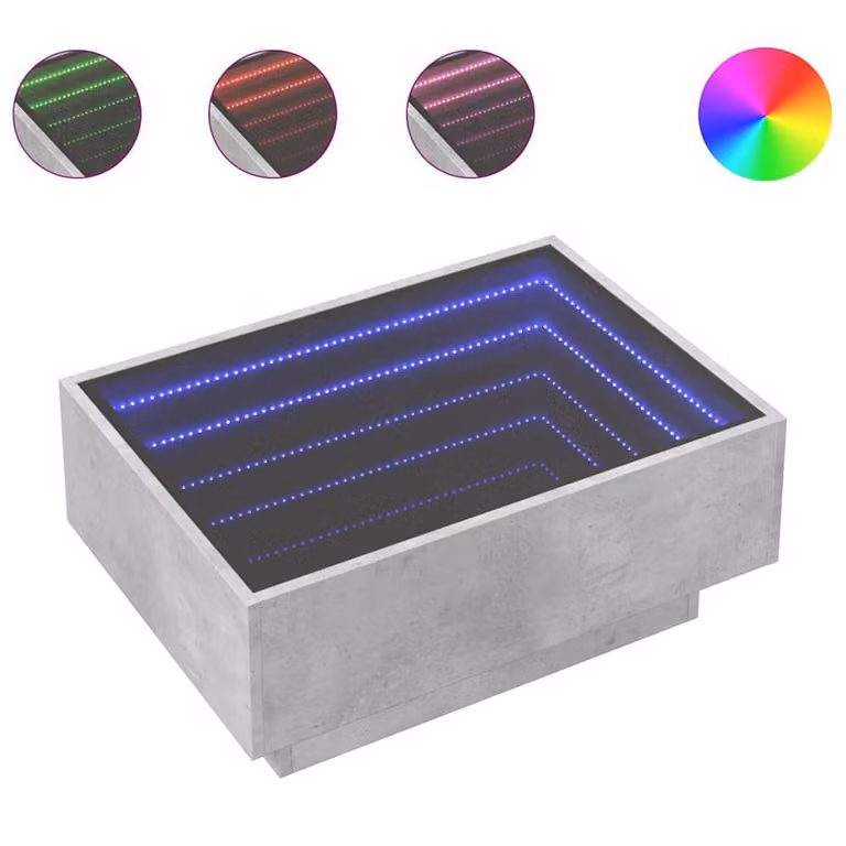 Berkfield Home Decorative LED Coffee Table in Concrete Grey, W: 70 cm, D: 50 cm, H: 30 cm