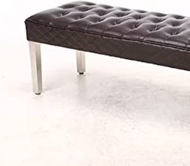 Modernique Rebecca Brown Leather Upholstered Aire Bench