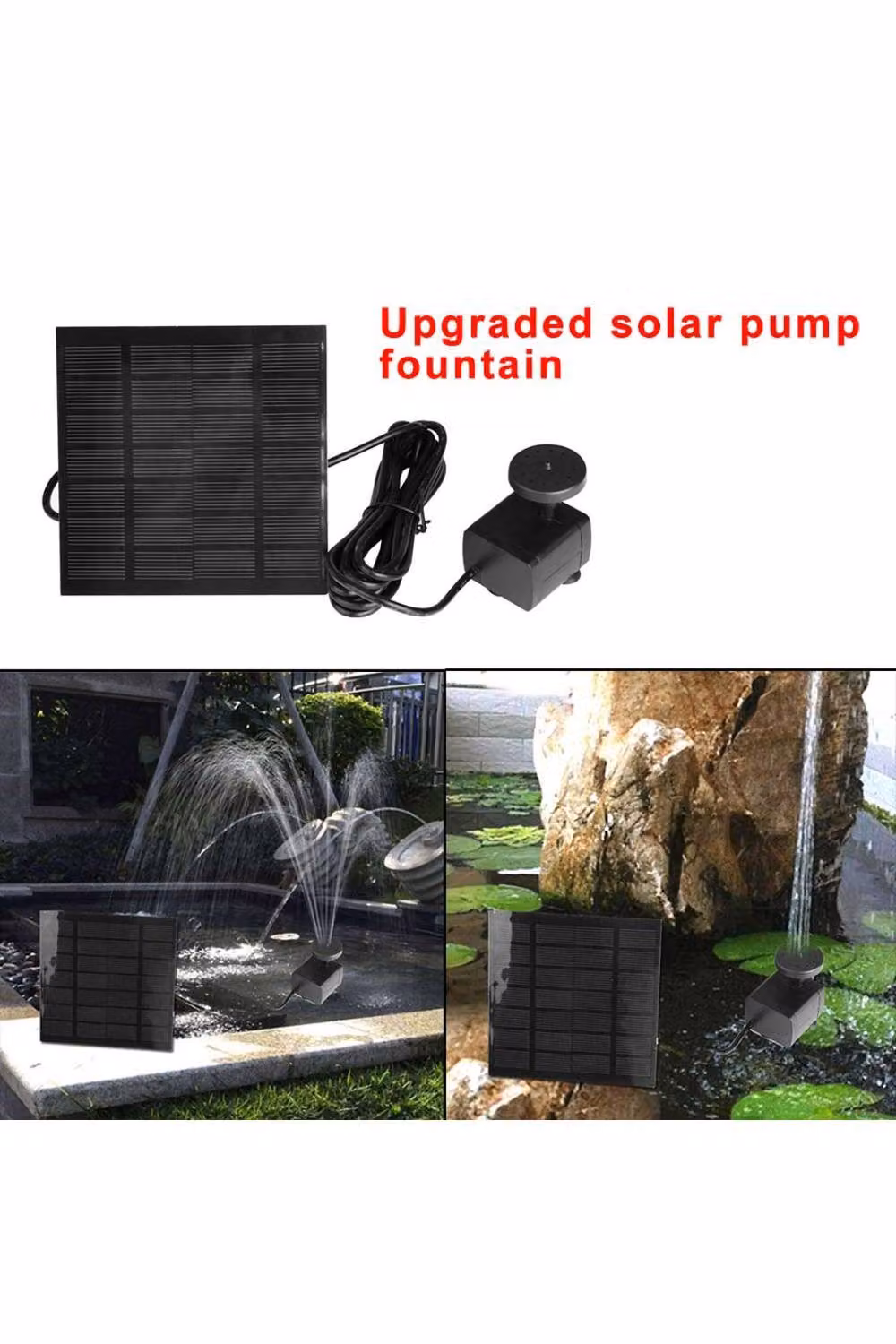 KDMD Solar Powered Submersible Water Pump for Fountains, Ponds and Aquariums, Black – 7