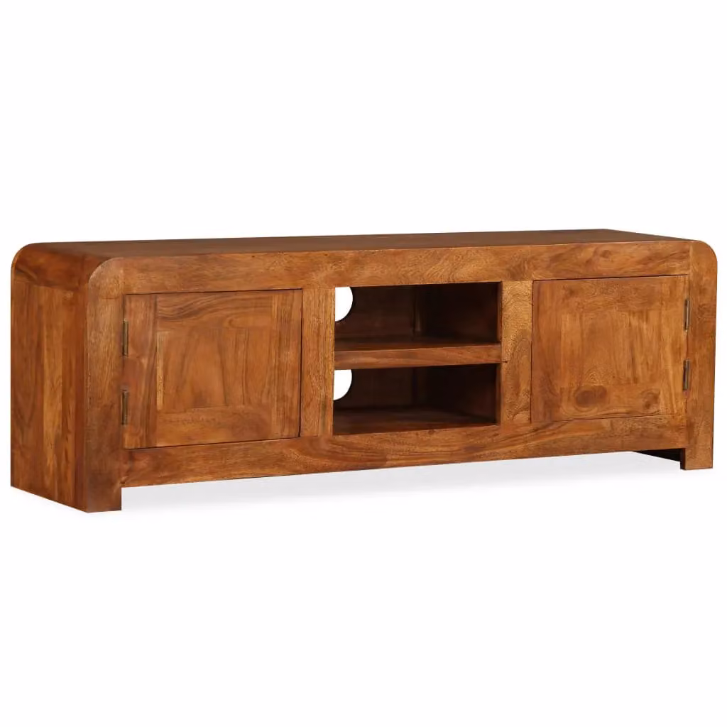 Berkfield Home Solid Acacia Wood TV Cabinet in Brown with Honey Finish, W/D/H: 120 x 40 x 30 cm – 2