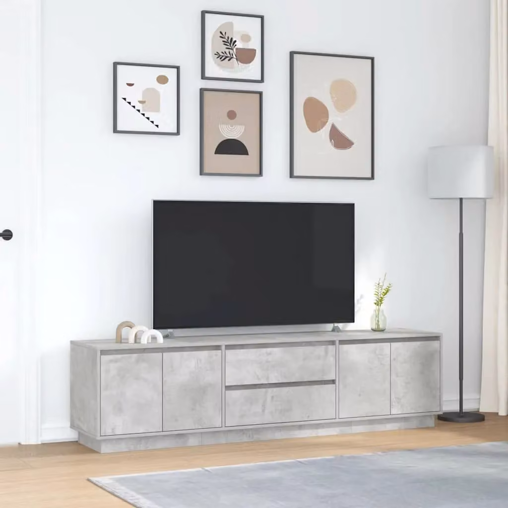 Berkfield Home Modern TV Cabinet with LED Lights in Concrete Grey, W: 193.5 cm, D: 41 cm, H: 50 cm – 3