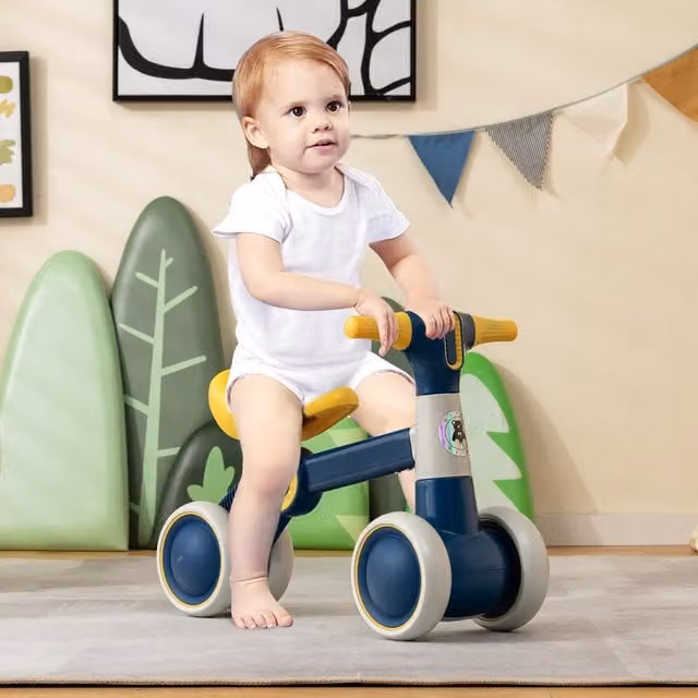 COSTWAY Toddler Balance Bike in Yellow with Metal and Leather Details