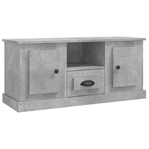 vidaXL TV Cabinet in Concrete Grey, W/D/H: 100 x 35.5 x 45 cm, Made of MDF – 1