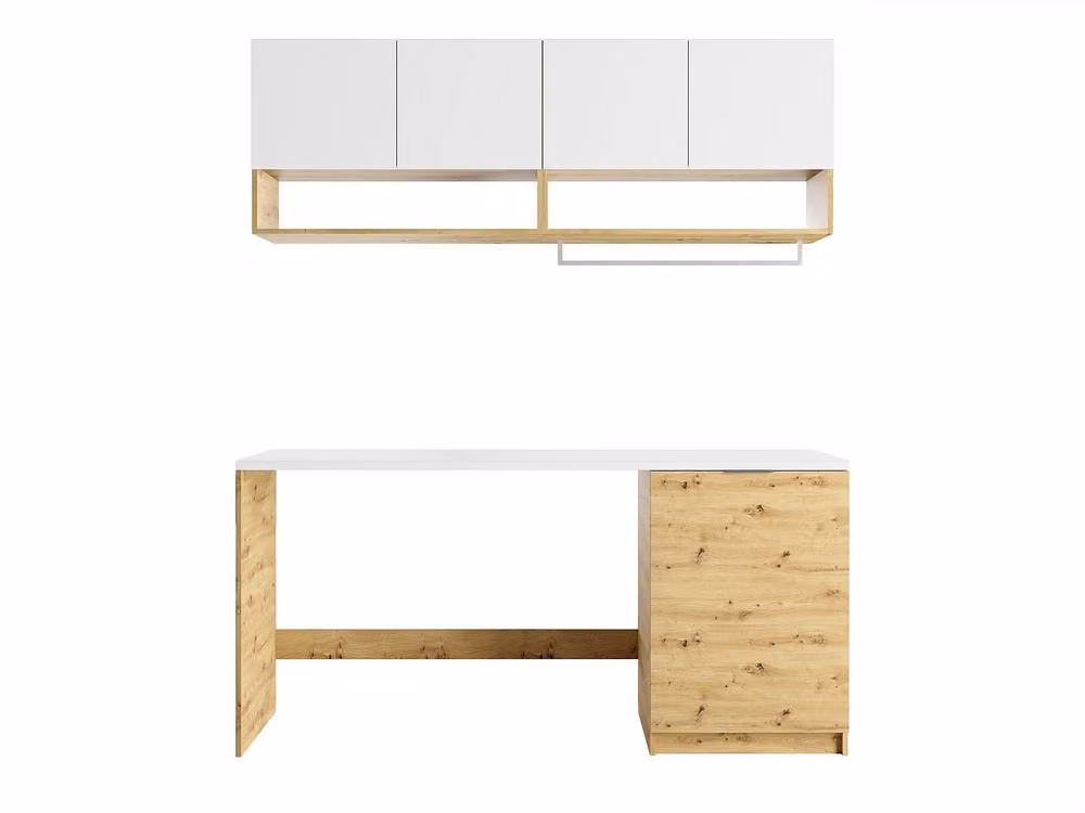 Vente-unique Laundry Room Furniture with Worktop for Washing Machine, White, W: 180 cm, D: 40 cm – 2