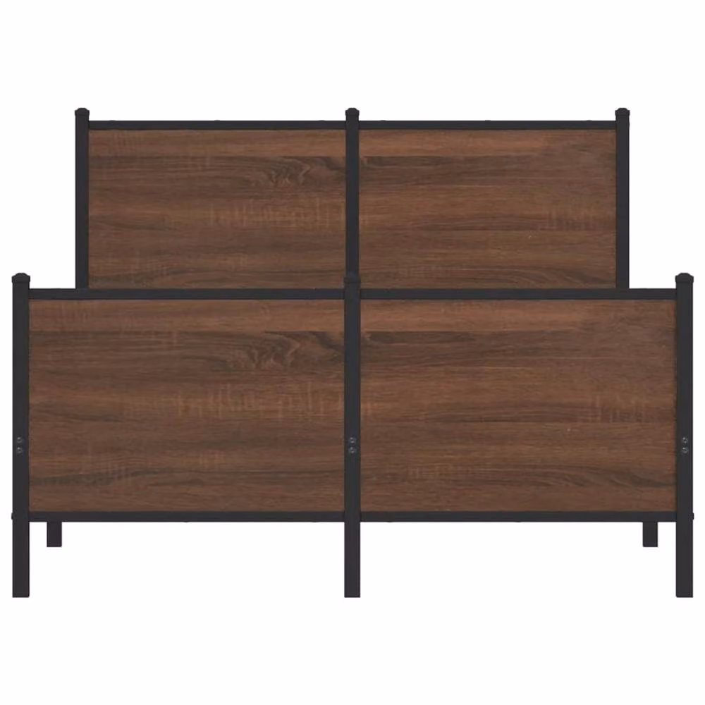 Berkfield Home Metal Bed Frame in Brown Oak, W: 137 cm, L: 190 cm – 4