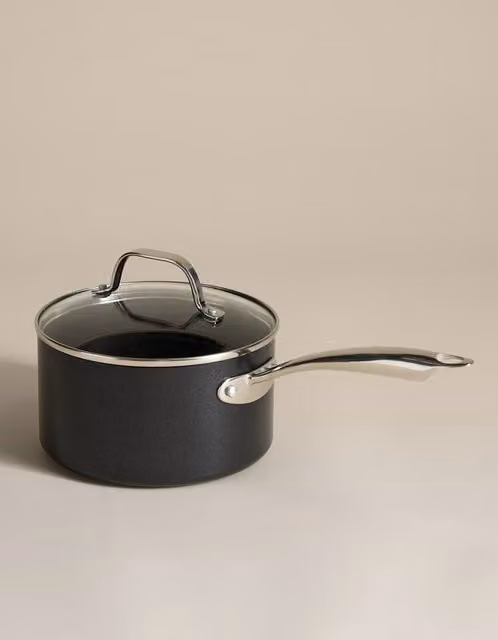 M&S Non-Stick Pro Aluminium Saucepan, Black, 18cm