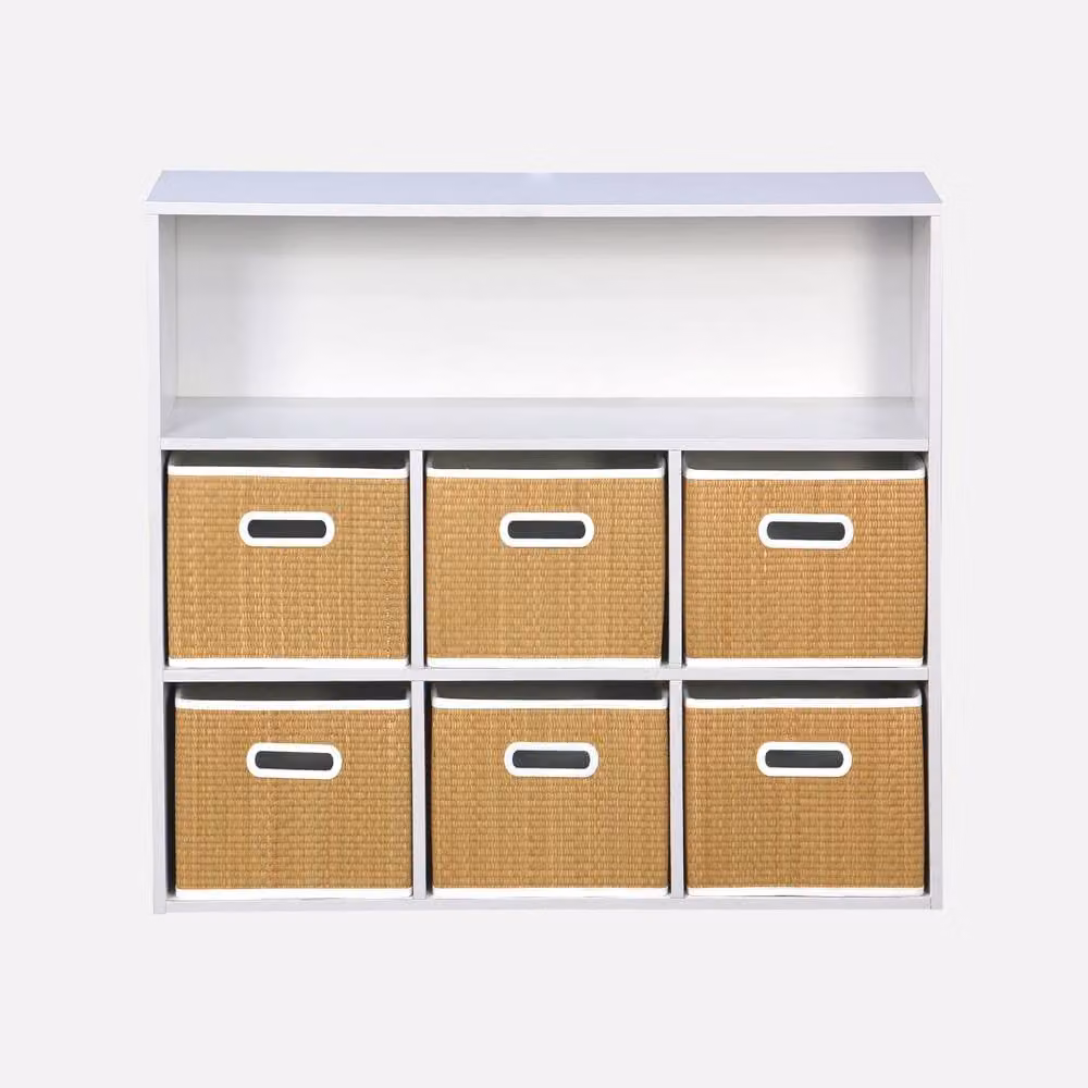 sweeek Storage Unit with 6 Plant Fibre Baskets in Light Brown, W/D/H: 70 x 29.5 x 29.5 cm – 2