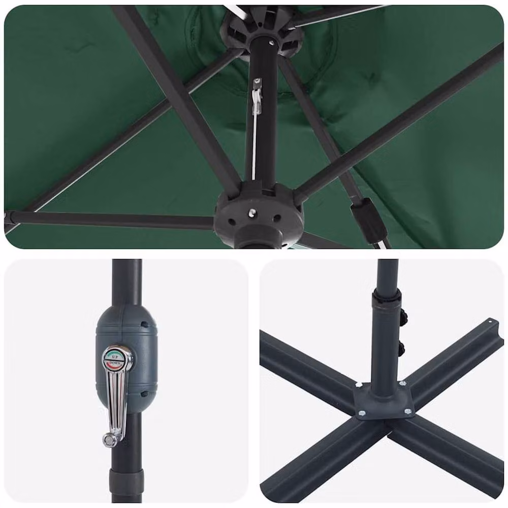 Berkfield Home Modern Garden Parasol in Green with Powder-coated Steel, W: 380 cm, D: 196 cm, H: 235 cm – 3