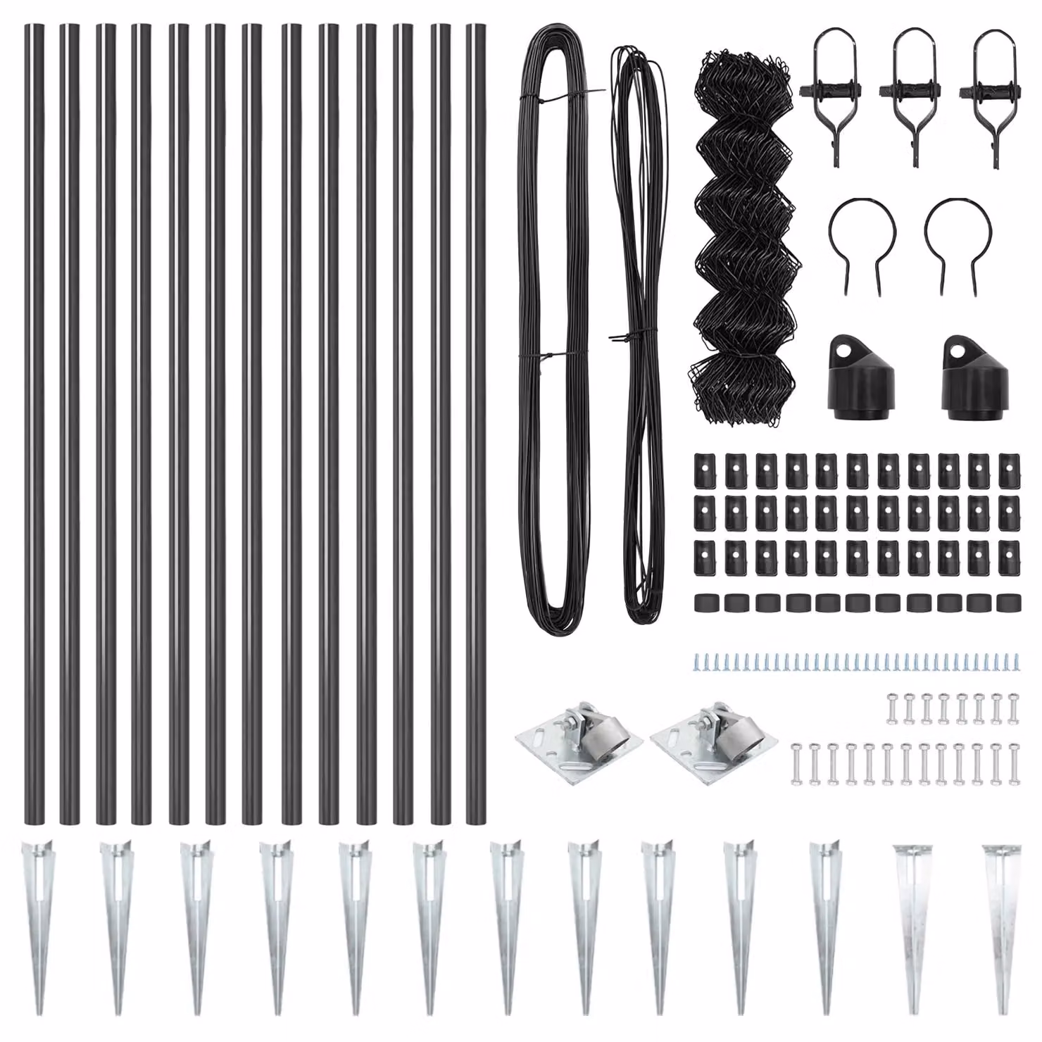 Berkfield Home Grey Galvanised Steel Chain Link Fence with 13 Spike Posts, W: 0.4 m, L: 25 m – 3