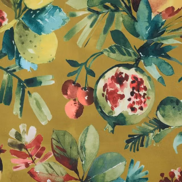 Clarke & Clarke Fruta Ochre Yellow Velvet Fabric