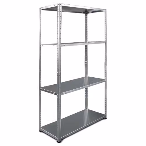 RB BOSS 4-Tier Bolted Garage Shelving Unit, Silver Galvanised Steel Racking, H 145 cm x W 75 cm x D 30 cm – 1