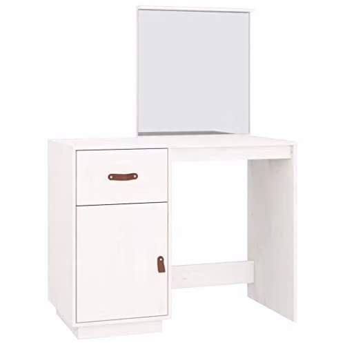vidaXL White Solid Pine Wood Dressing Table W/D/H: 95 x 50 x 134 cm