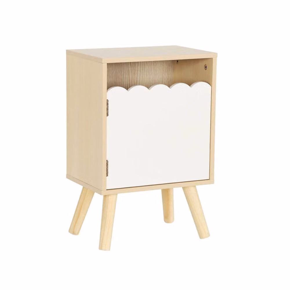 sweeek Children's Bedside Table with 1 Door in White Wood Decor – 2