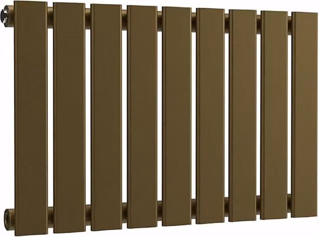Lux Heat Flat Horizontal Single Steel Radiator in Antique Brass, W: 63.0 cm, H: 40.0 cm