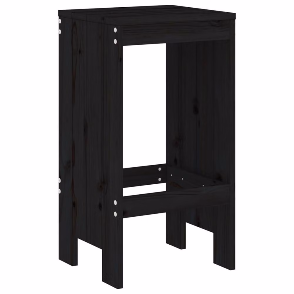 Berkfield Home Beautiful 5 Piece Garden Bar Set in Black Solid Pine Wood – 2