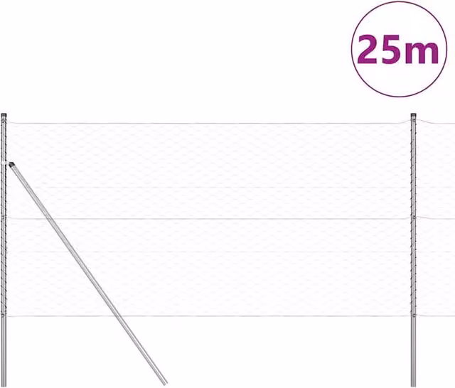 Berkfield Home Hexagon Fence in Silver Galvanised Steel, H: 140 cm x W: 25 m