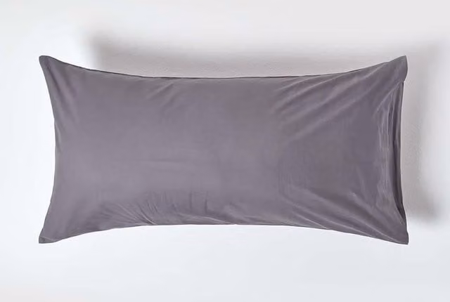 Homescapes Dark Grey Egyptian Cotton King Size Housewife Pillowcase, 200 TC Percale – 1