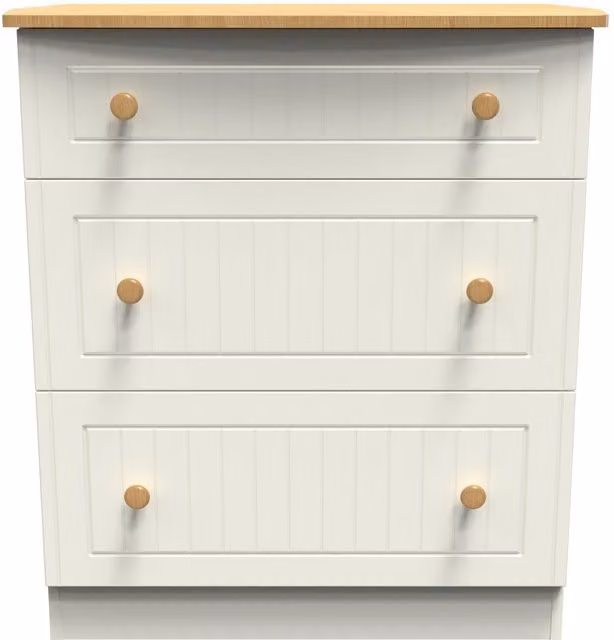 Ready Assembled 2 U Lancaster 3 Drawer Deep Chest in Cream